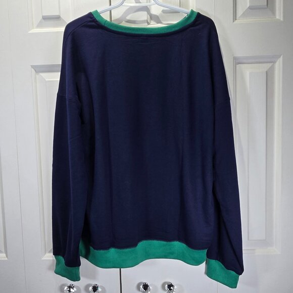 NWT Women’s Blue & Green Crewneck Loose Fit Sweater – Size Medium - Picture 2 of 5